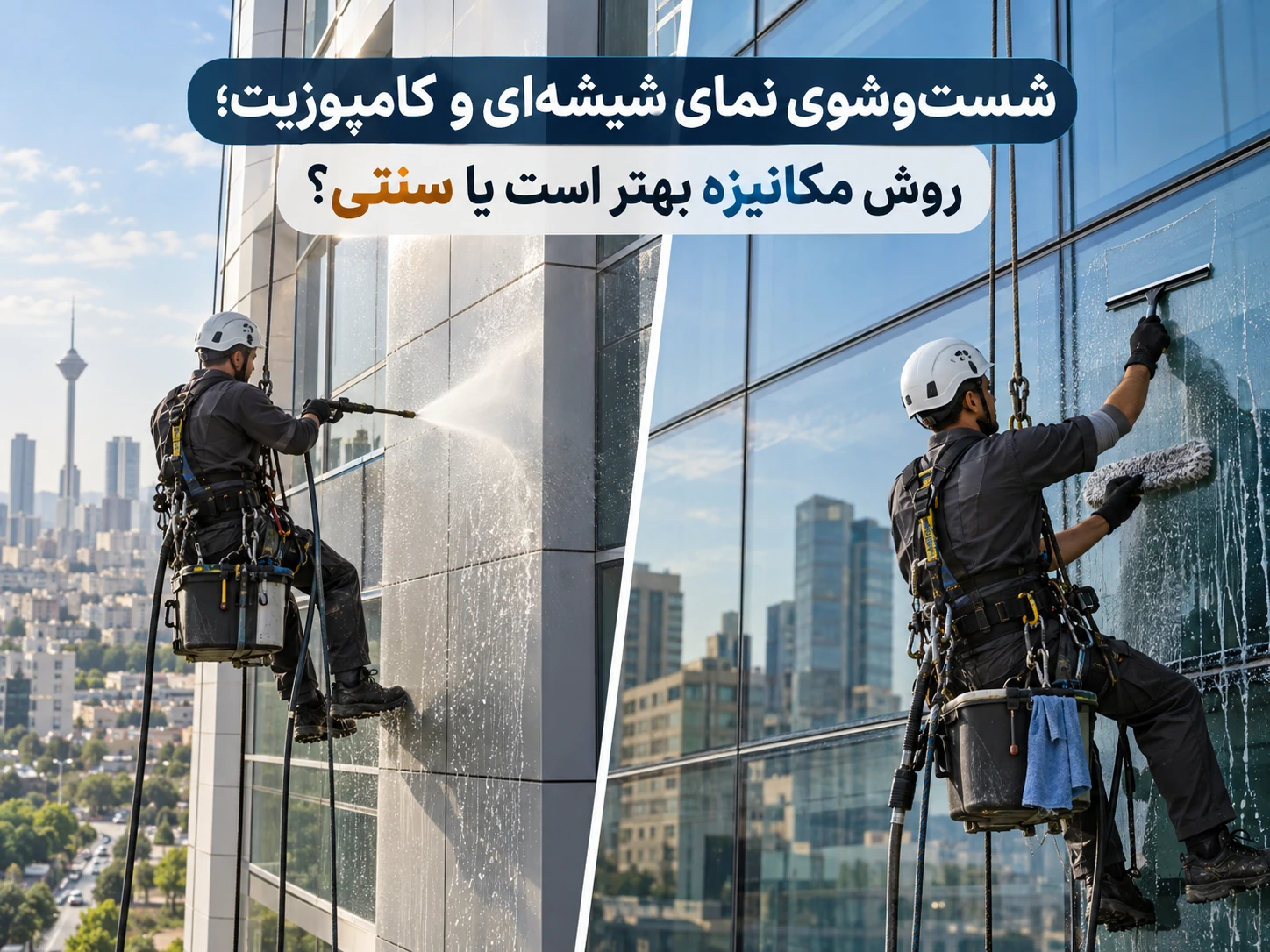 شستشوی نمای شیشه ای و کامپوزیت